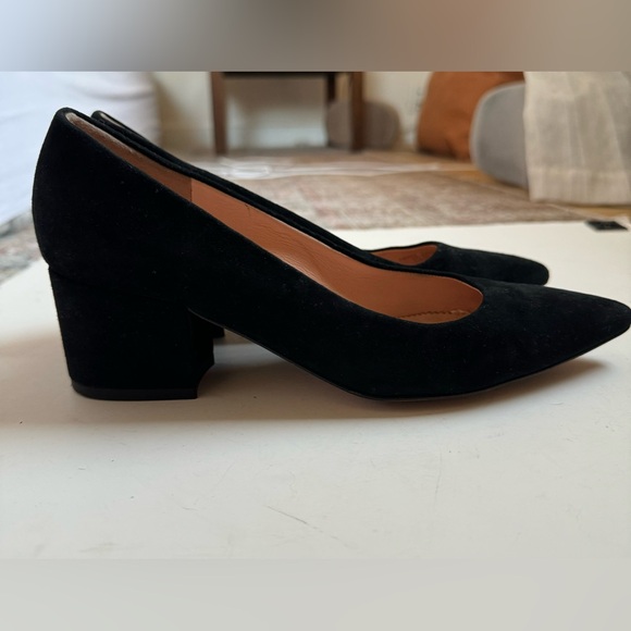 Black Suede J Crew Pointy Toe Boxy Heel Size 7 - Picture 5 of 7